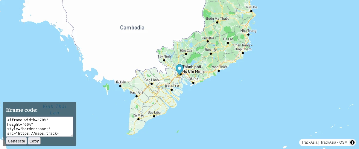 Generate iframe MapVina map that can embedded on the website.